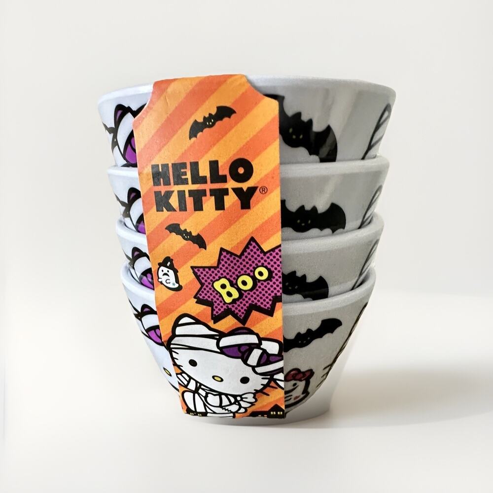 Hello Kitty Halloween Mini Bowl Set of 4 Sanrio Boo Mummy Pink Ceramic NEW
